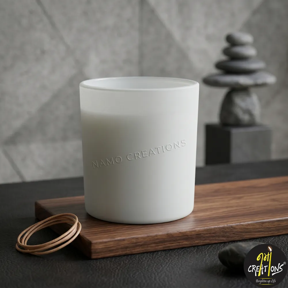 [140044] 250 ml Frosted Glass Jar for Candle Making | Matt Finish (White)