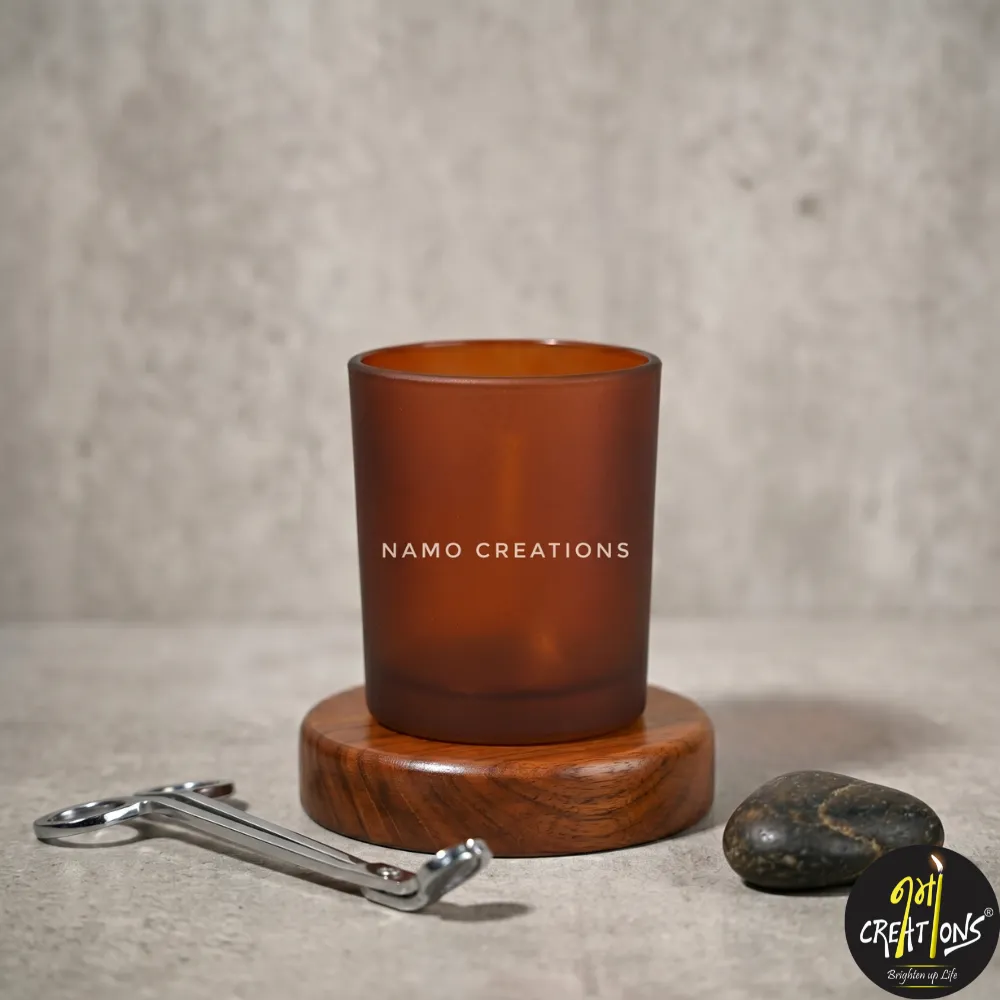 [140052] 300 ml Frosted Glass Jar for Candle Making | Matt Finish (Amber)