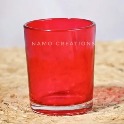 [140061] 75 ml Shiny Glass Jar for Candle Making | Gloss Finish (Red)