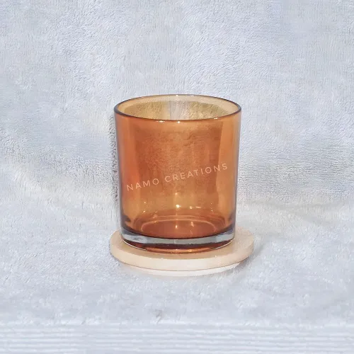 [140084] 300 ml Shiny Glass Jar for Candle Making | Gloss Finish (Amber)