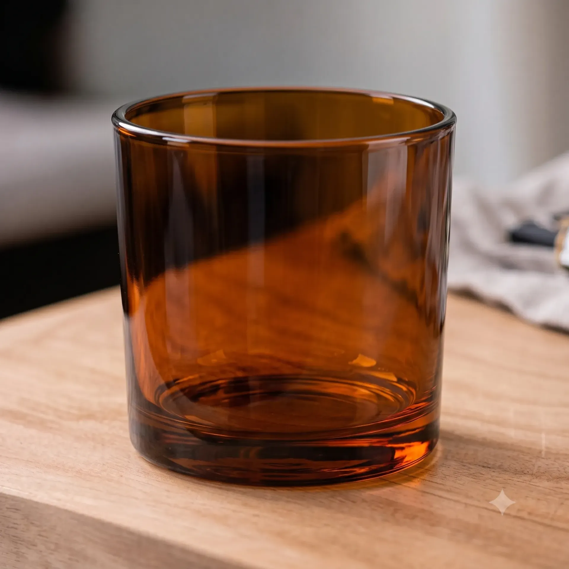 [140086] 14 CD Votive Shiny Glass Jar for Candle Making - Amber