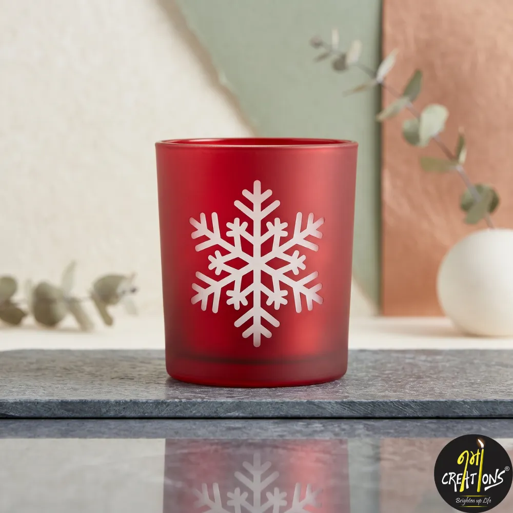 [140128] 200 ml Snowflake Designer Glass Jar for Candle Making