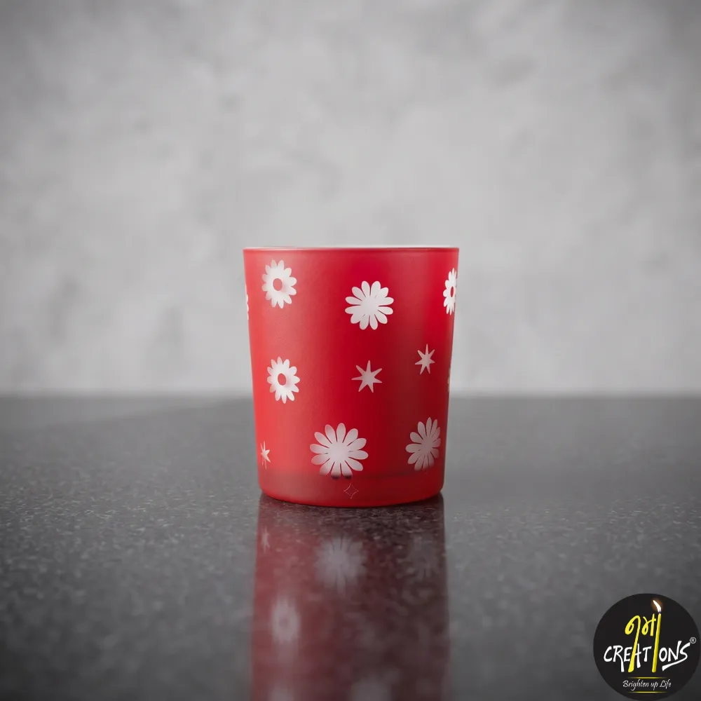 [140130] 200 ml Floral Print Designer Glass Jar for Candle Making