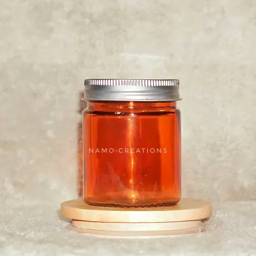[140087] 90 ml Amber Salsa Glass Jar with Screw Cap for Candle Making (Silver)